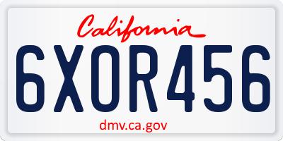 CA license plate 6XOR456