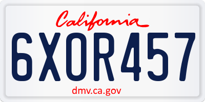CA license plate 6XOR457