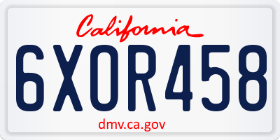 CA license plate 6XOR458