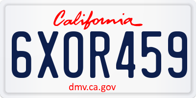 CA license plate 6XOR459