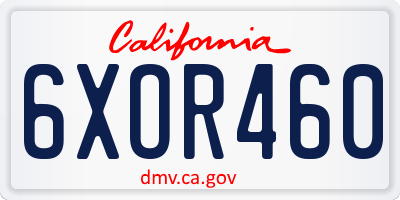CA license plate 6XOR460