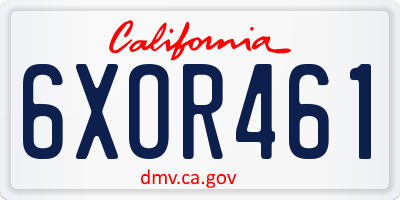 CA license plate 6XOR461