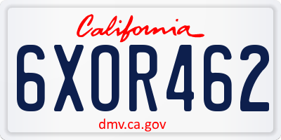 CA license plate 6XOR462
