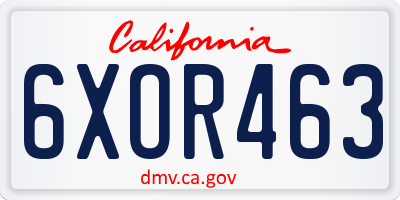 CA license plate 6XOR463