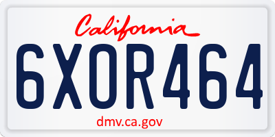 CA license plate 6XOR464