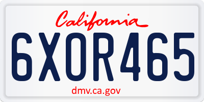 CA license plate 6XOR465
