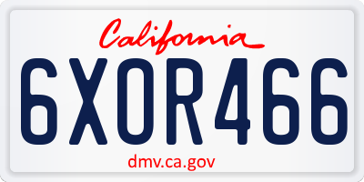 CA license plate 6XOR466