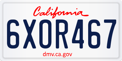 CA license plate 6XOR467