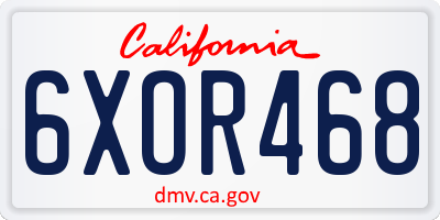 CA license plate 6XOR468
