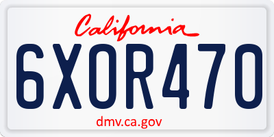 CA license plate 6XOR470