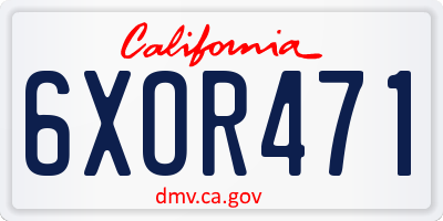 CA license plate 6XOR471
