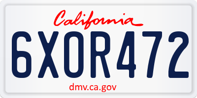 CA license plate 6XOR472