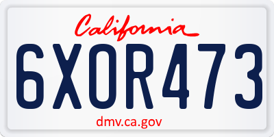 CA license plate 6XOR473