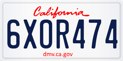 CA license plate 6XOR474