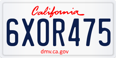 CA license plate 6XOR475