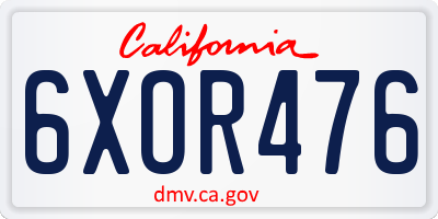 CA license plate 6XOR476