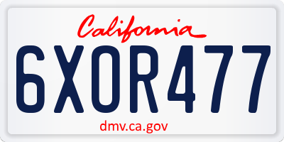 CA license plate 6XOR477