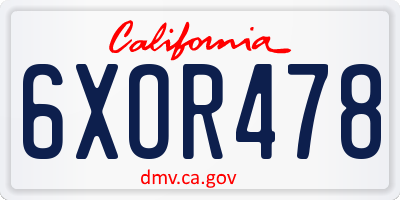 CA license plate 6XOR478