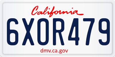 CA license plate 6XOR479