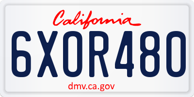 CA license plate 6XOR480