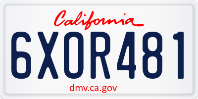 CA license plate 6XOR481