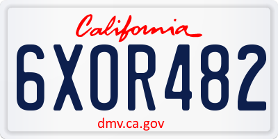 CA license plate 6XOR482
