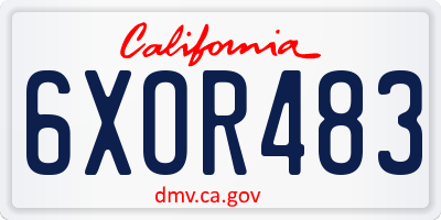 CA license plate 6XOR483