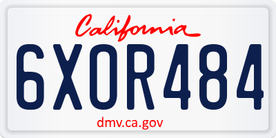CA license plate 6XOR484
