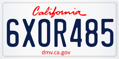 CA license plate 6XOR485