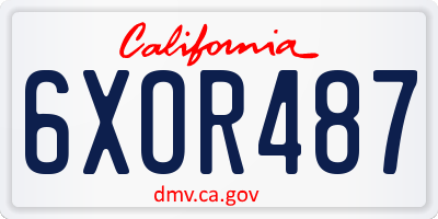 CA license plate 6XOR487