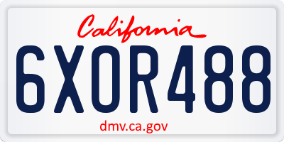 CA license plate 6XOR488
