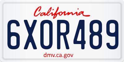CA license plate 6XOR489