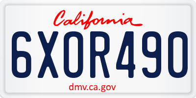 CA license plate 6XOR490