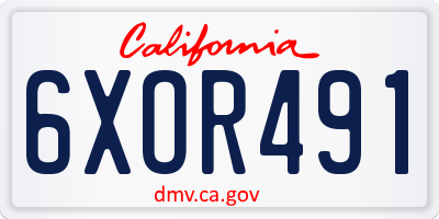 CA license plate 6XOR491