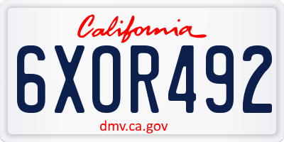 CA license plate 6XOR492