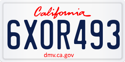 CA license plate 6XOR493