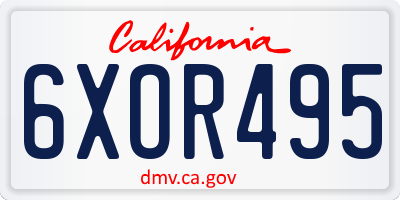 CA license plate 6XOR495