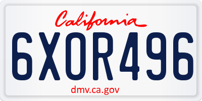 CA license plate 6XOR496