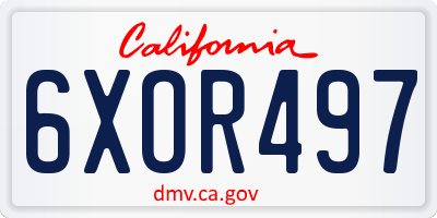 CA license plate 6XOR497