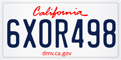 CA license plate 6XOR498