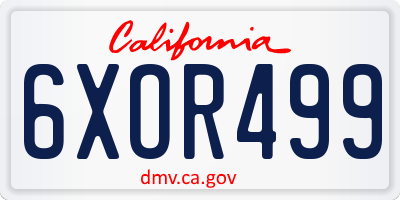 CA license plate 6XOR499