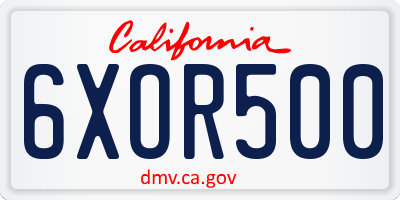 CA license plate 6XOR500