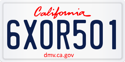 CA license plate 6XOR501