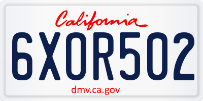 CA license plate 6XOR502