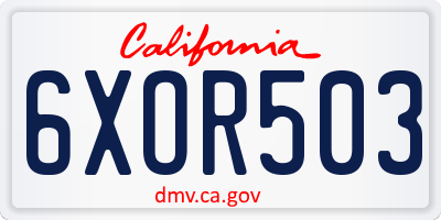 CA license plate 6XOR503