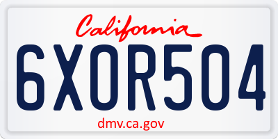 CA license plate 6XOR504