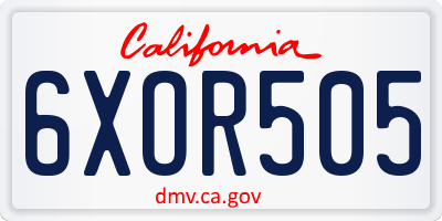 CA license plate 6XOR505