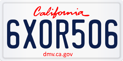 CA license plate 6XOR506
