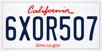 CA license plate 6XOR507