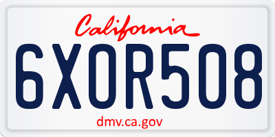 CA license plate 6XOR508